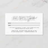 Modern script typography professional reminder 予約カード (裏面)