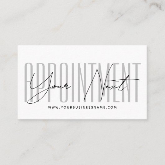 Modern script typography professional reminder 予約カード (正面)