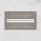 Modern script typography professional reminder 予約カード (裏面)