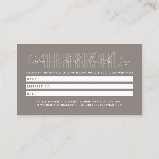 Modern script typography share the love 紹介カード (裏面)