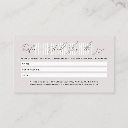 Modern script typography share the love 紹介カード (裏面)