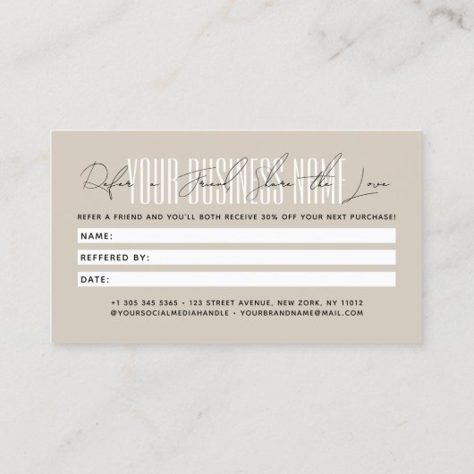 Modern script typography share the love 紹介カード (裏面)