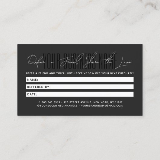 Modern script typography share the love 紹介カード (裏面)