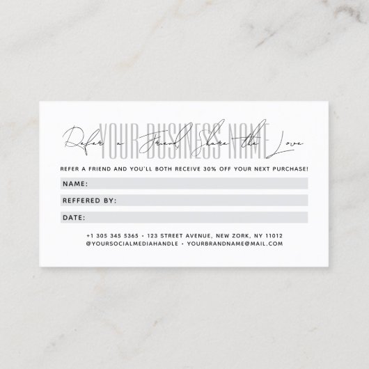 Modern script typography share the love 紹介カード (裏面)