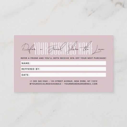 Modern script typography share the love 紹介カード (裏面)