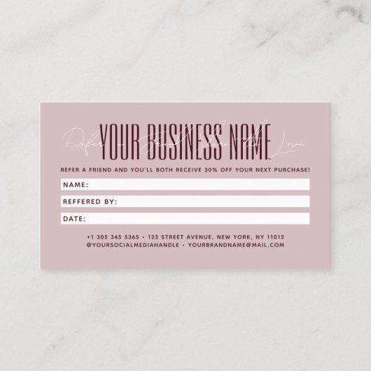 Modern script typography share the love 紹介カード (裏面)