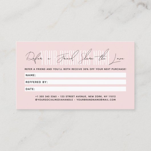 Modern script typography share the love 紹介カード (裏面)