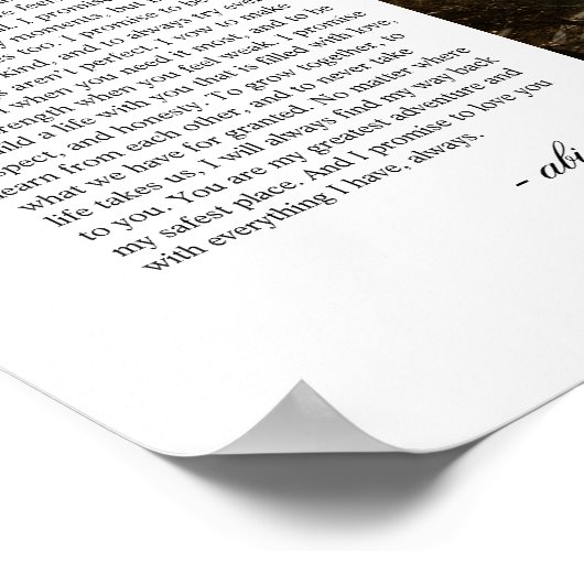 Modern Script Typography Wedding Vows w/ Photo ポスター (角)