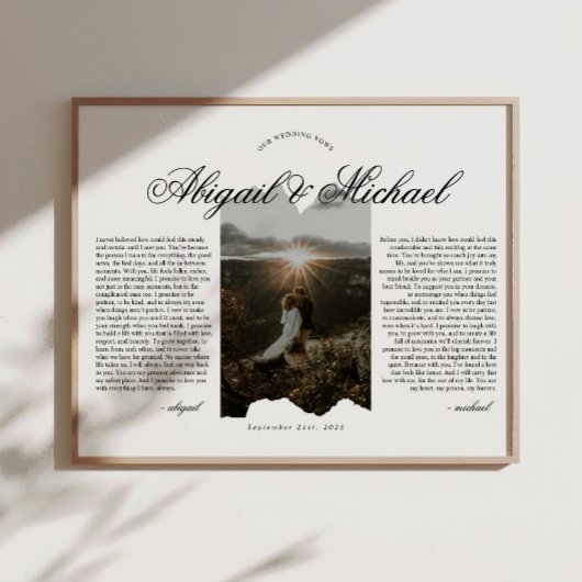 Modern Script Typography Wedding Vows w/ Photo ポスター