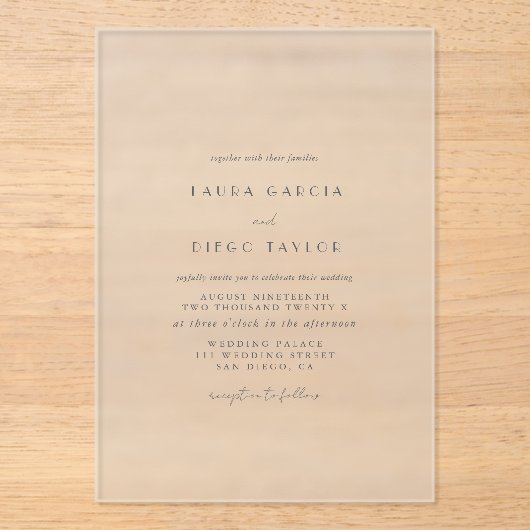 Modern Script Wedding アクリル招待状 (正面)