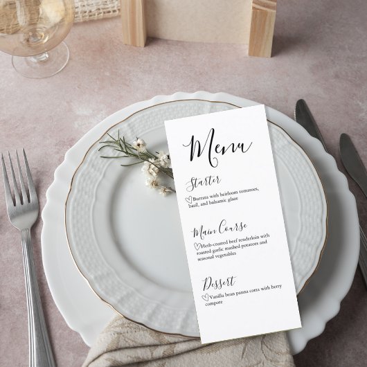 Modern Script Wedding Dinner Menu メニュー