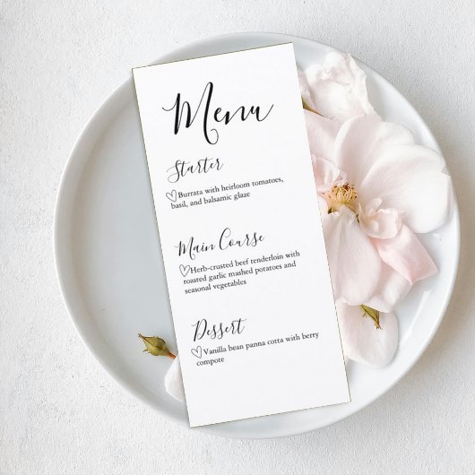 Modern Script Wedding Dinner Menu メニュー