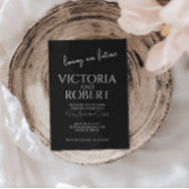 Modern Script Wedding Engagement Black Quote 招待状