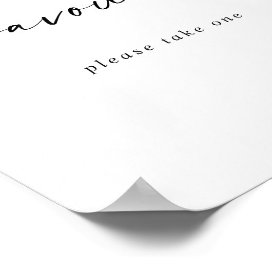 Modern Script Wedding Favours Sign ポスター (角)