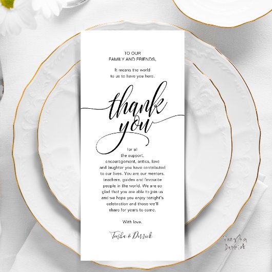 Modern Script Wedding Guest Dinner Thank You プログラム