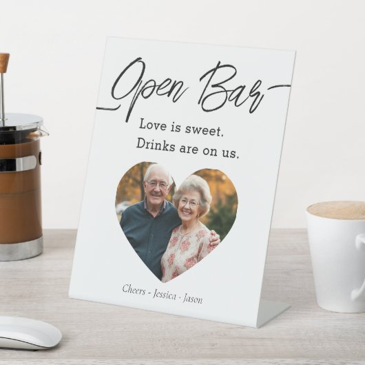 Modern Script Wedding Open Bar Photo 台座サイン (インサイチュ)