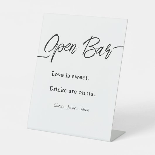 Modern Script Wedding Open Bar Simple Event 台座サイン (正面)