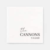 Modern Script Wedding Personalized Name Date スタンダードカクテルナプキン (正面)