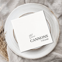 Modern Script Wedding Personalized Name Date スタンダードカクテルナプキン