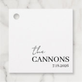 Modern Script Wedding Personalized Name Date フェイバータグ (正面)