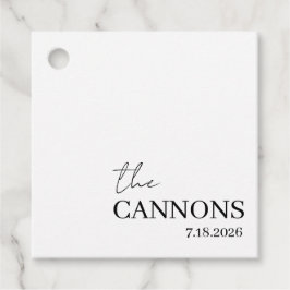 Modern Script Wedding Personalized Name Date フェイバータグ