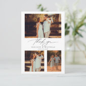 Modern Script Wedding Photo Collage サンキューカード (スタンド正面)