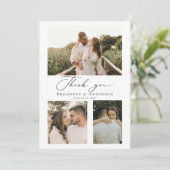 Modern Script Wedding Photo Collage サンキューカード (スタンド正面)