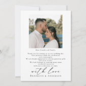 Modern Script Wedding Photo Collage サンキューカード (裏面)