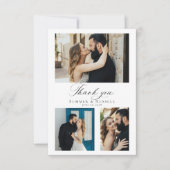 Modern Script Wedding Photo Collage サンキューカード (正面)