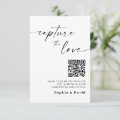 Modern Script Wedding Photos Capture The Love QR C エンクロージャーカード (スタンド正面)
