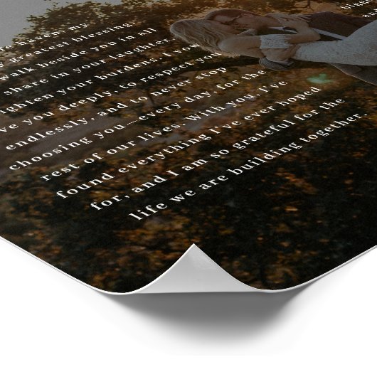 Modern Script Wedding Vows Custom Names & Photo ポスター (角)