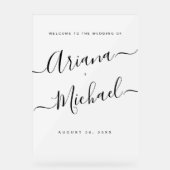 Modern Script Welcome Wedding Frosted Minimalist アクリルサイン (正面)