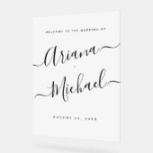 Modern Script Welcome Wedding Frosted Minimalist アクリルサイン (傾斜)