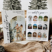 Modern Script What A Year Merry Christmas Photo シーズンカード