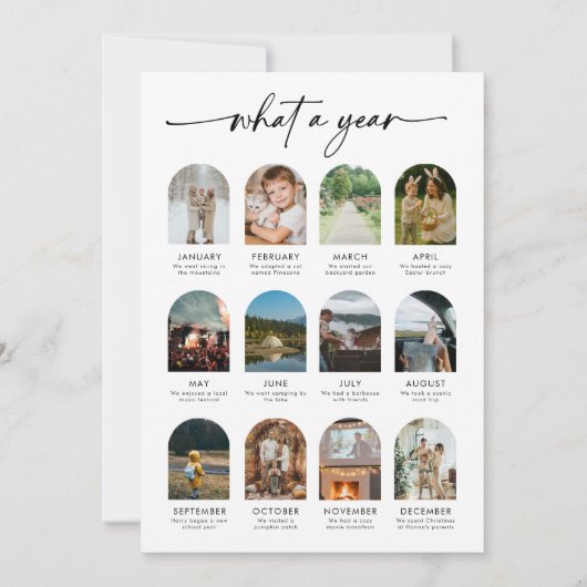 Modern Script What A Year Merry Christmas Photo シーズンカード (裏面)