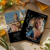  Modern Script white graduate photo graduation 招待状