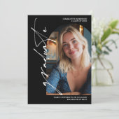  Modern Script white graduate photo graduation 招待状 (スタンド正面)