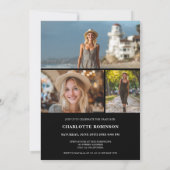  Modern Script white graduate photo graduation 招待状 (裏面)