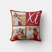 Modern Script XO Year Photo Collage Hearts クッション (正面)