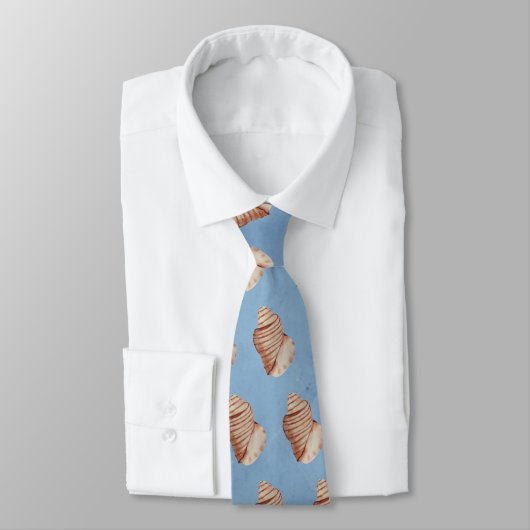Modern Sea Blue Seashell Neck Tie ネクタイ (タイ)