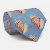 Modern Sea Blue Seashell Neck Tie ネクタイ (ロール)