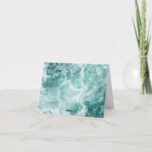 Modern Seafoam Silver Wedding Color Monogram ノートカード (裏面)