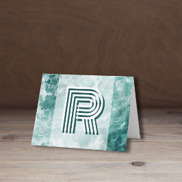 Modern Seafoam Silver Wedding Color Monogram ノートカード