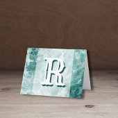 Modern Seafoam Silver Wedding Color Monogram ノートカード
