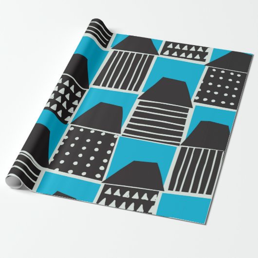 Modern seamless pattern with houses in black and b ラッピングペーパー (アンロールド)