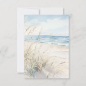 Modern Seaside Watercolor Beach Grasses Wedding セーブザデート (正面)