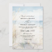 Modern Seaside Watercolor Beach QR Code Wedding 招待状 (正面)