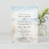 Modern Seaside Watercolor Beach QR Code Wedding 招待状 (スタンド正面)