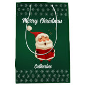 Modern Seasonal Santa Claus Merry Christmas ミディアムペーパーバッグ (正面)