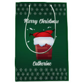 Modern Seasonal Santa Claus Merry Christmas ミディアムペーパーバッグ (正面)